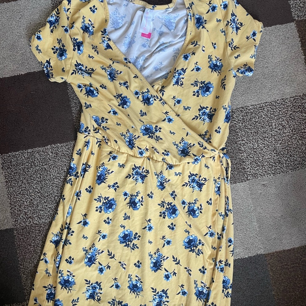 No Boundaries Yellow Floral Wrap Dress